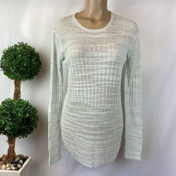 Helmut Lang Pale Blue Gray Knit Long Sleeve Sweater M - Picture 1 of 6